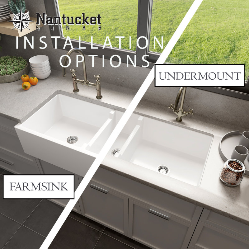 Cape 47.25'' L Triple Basin Kitchen Sink, White
