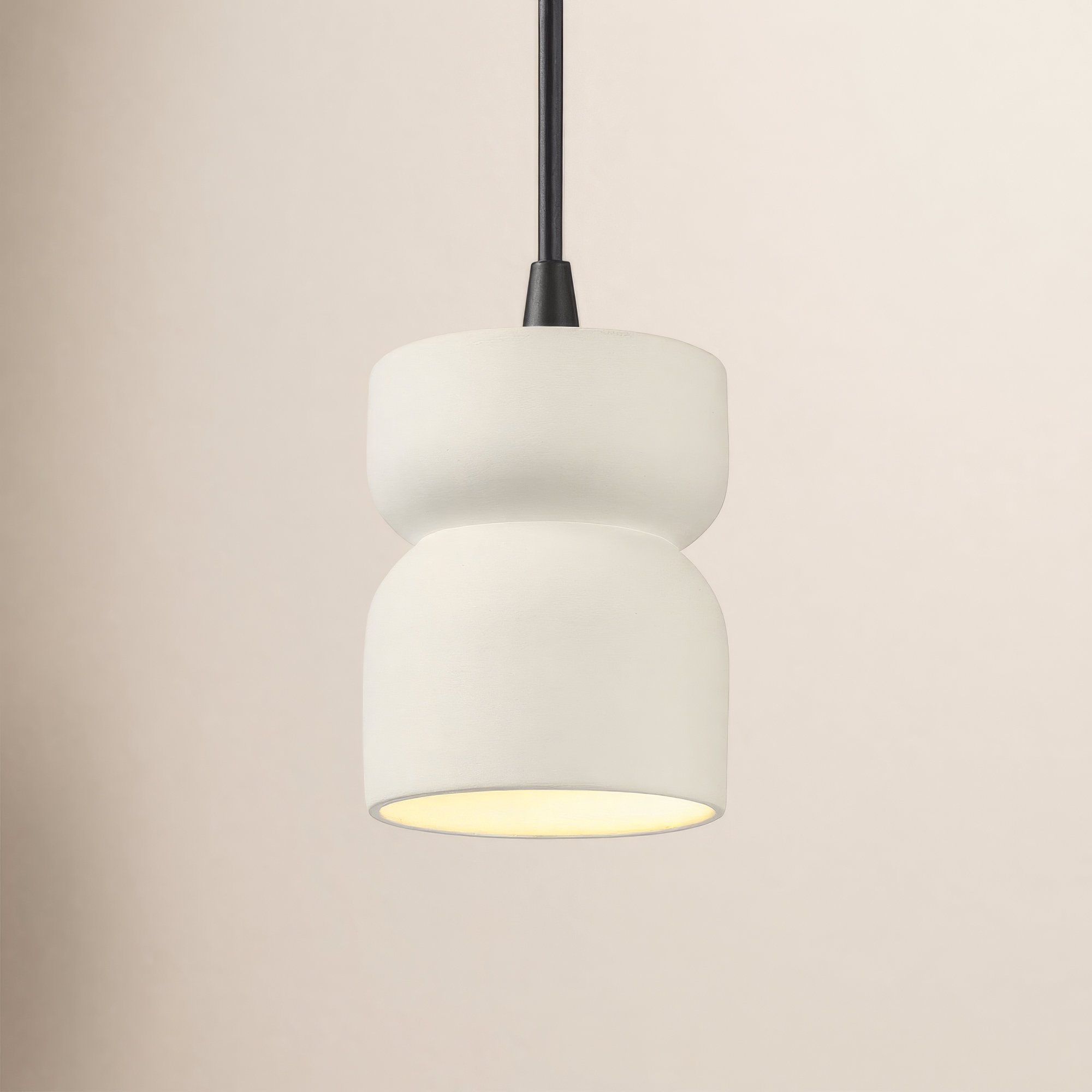 Leni Ceramic Dimmable Pendant, Matte White, Matte Black