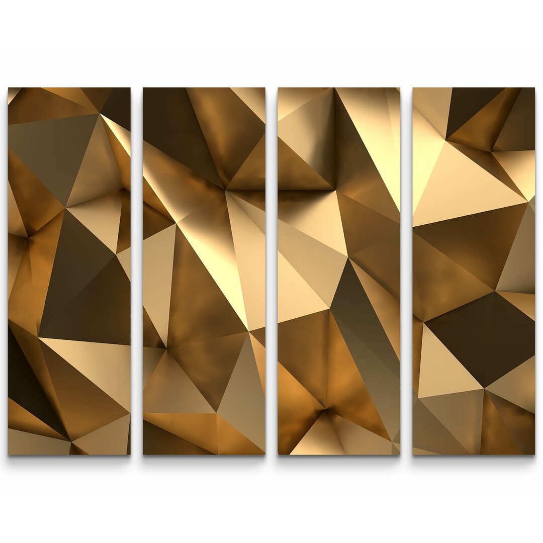 4-tlg. Leinwandbilder-Set 3D goldener Hintergrund