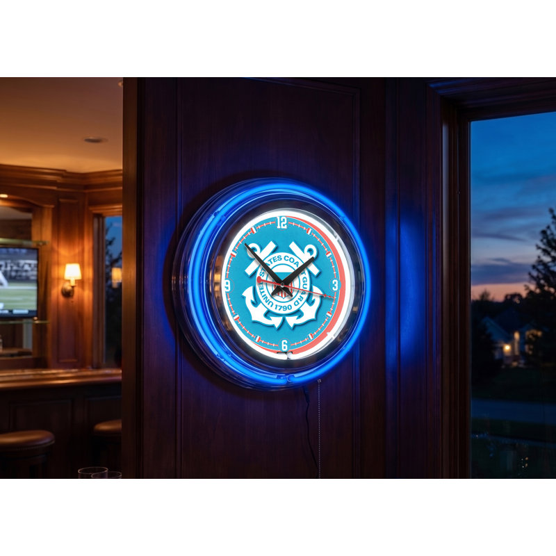 Horloge néon militaire américaine 15 ", Garde côtière des États-Unis