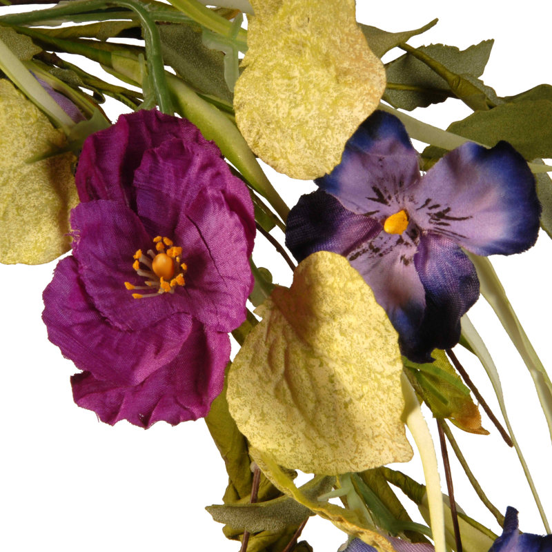 22" Poppy and Pansy Wreath