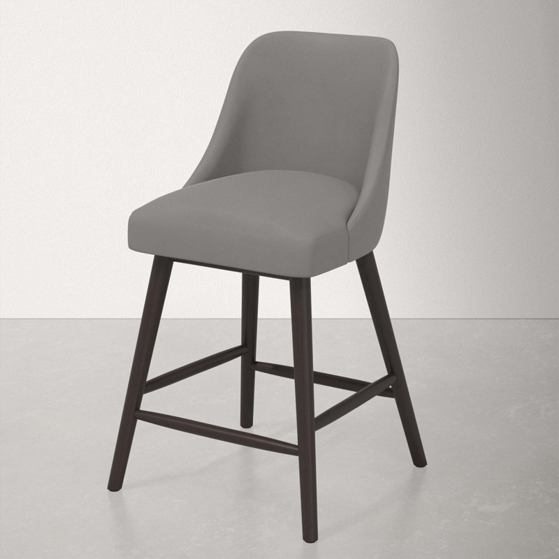 Tabouret Gallie, Espresso, Tabouret de comptoir (siège d'une hauteur de 27 p, Velours performance loutre classique