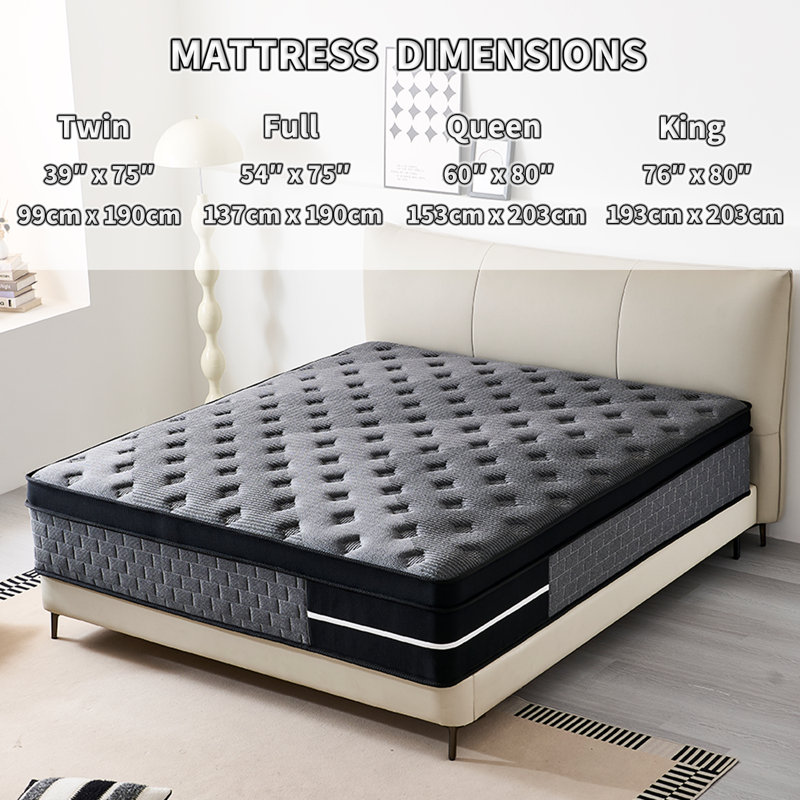 Luxury Medium Hybrid Innerspring Mattress In A Box, Individual Pocket Springs &  High-Density Foam For Motion Isolation & Deep Sleep