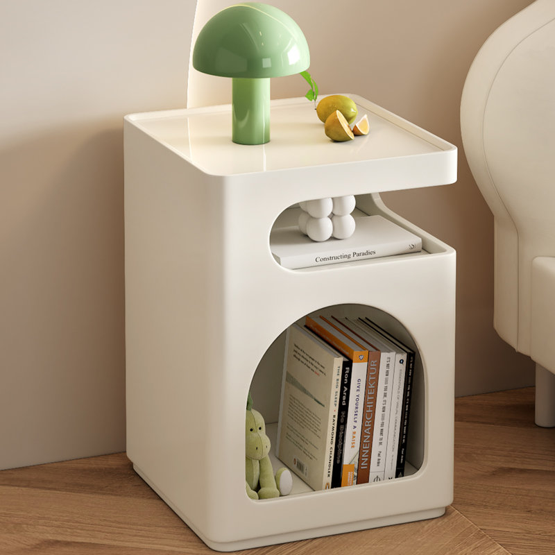 Small Side Table - Modern Nightstand with Storage Shelf, Side Table for Bedroom, Living Room, Entryway | Space-Saving Design, Sturdy & Compact Side Table