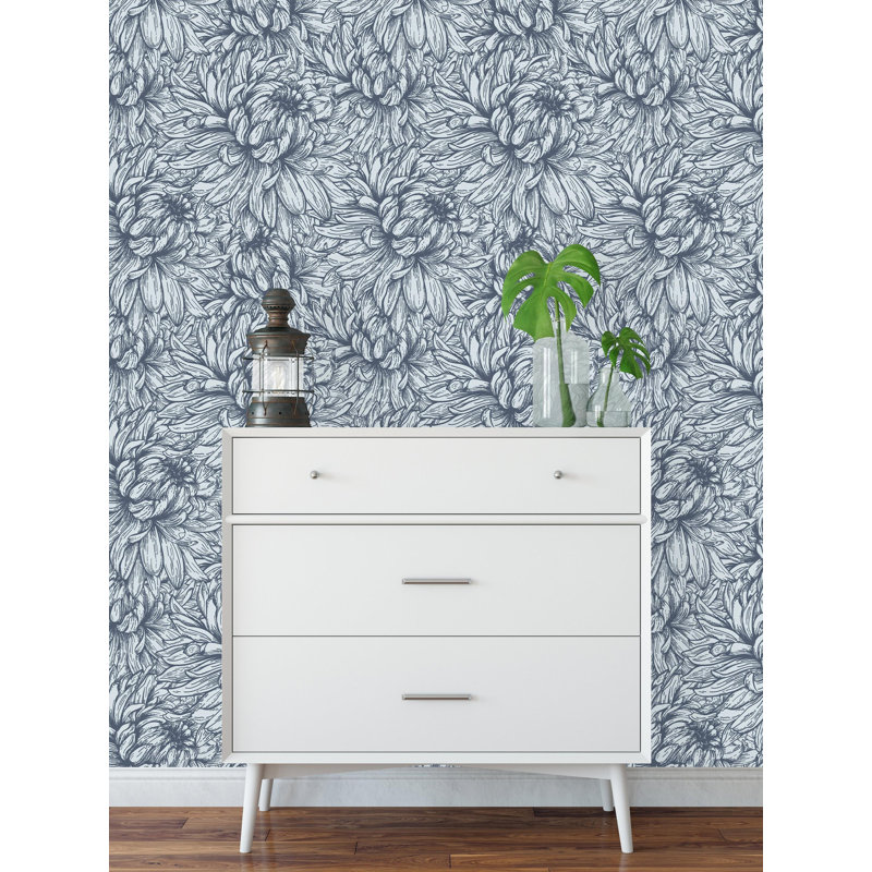 Murale à peindre sur fond chrysanthemum fleurs, l 25 po x H 50 po
