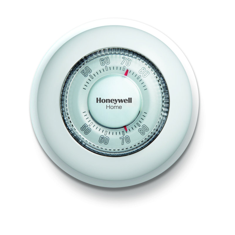 White Round Manual Heat Only Thermostat with Trim Plate