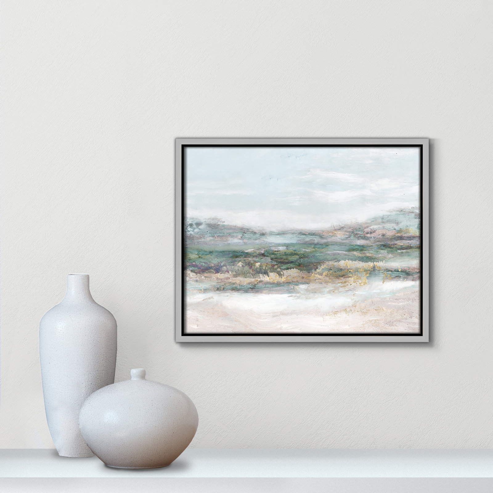 Lori "Dazzling" Painting by Matina Theodosiou, Silver Framed Canvas, No Mat, 12.5" H x 15.5" W x 2" D