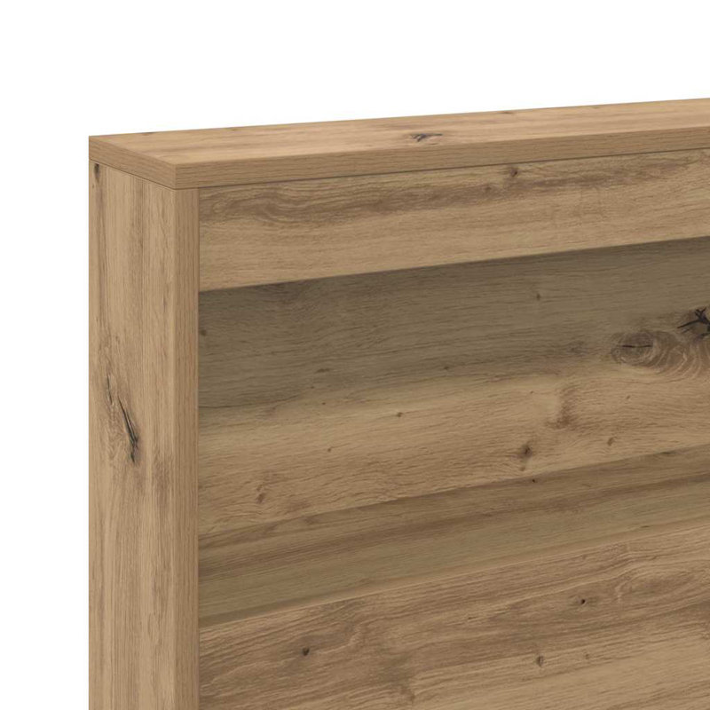  Storage Headboard Concrete Engineered Wood, 200 x 220cm, Artisan Oak
