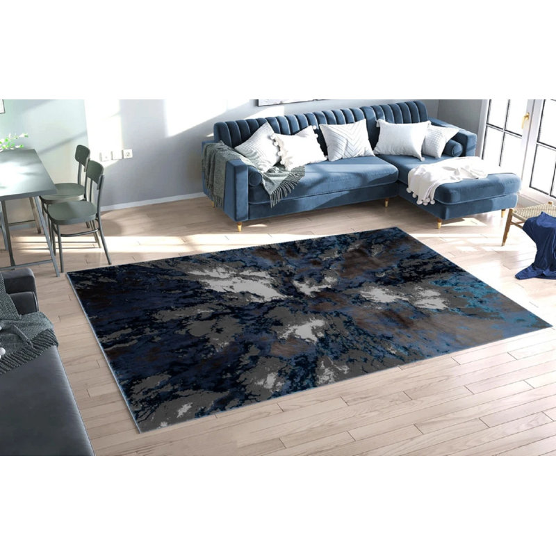 No Distressing Striped Flatweave Indoor / Outdoor Area Rug, Blue, Rectangle 200 x 290 cm