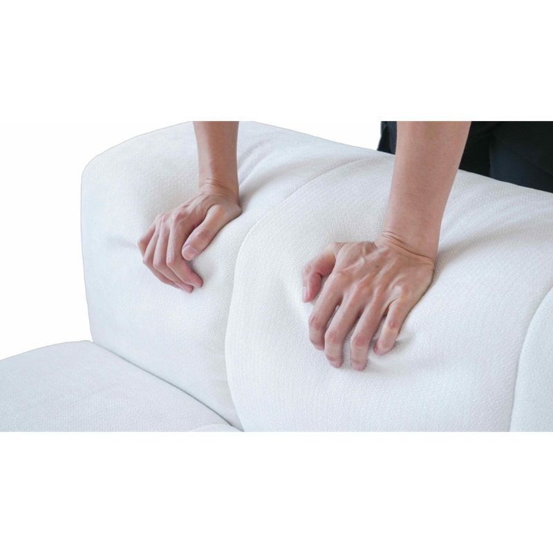 Canapé modulaire 2 places Pixel avec disposition personnalisable et savoir-faire de qualité, Tissu blanc
