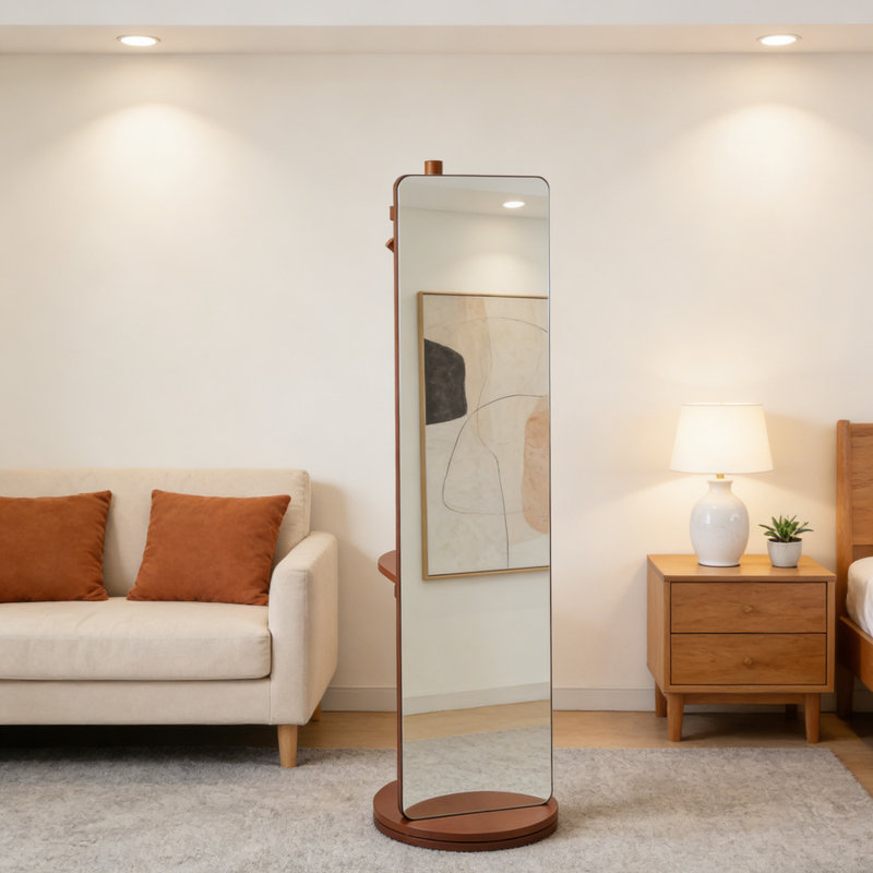 Rectangle Floor Mirror with Shelves, 168 cm H x 40 cm W