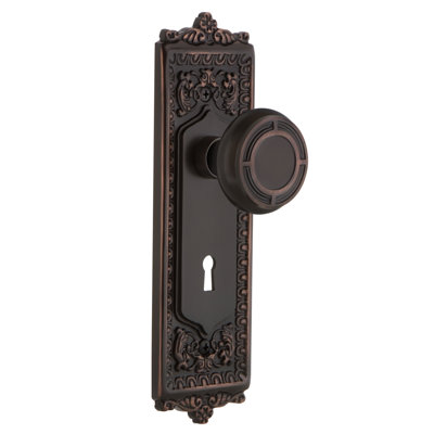 Mission Interior Mortise Door Knob with Egg & Dart Long Plate