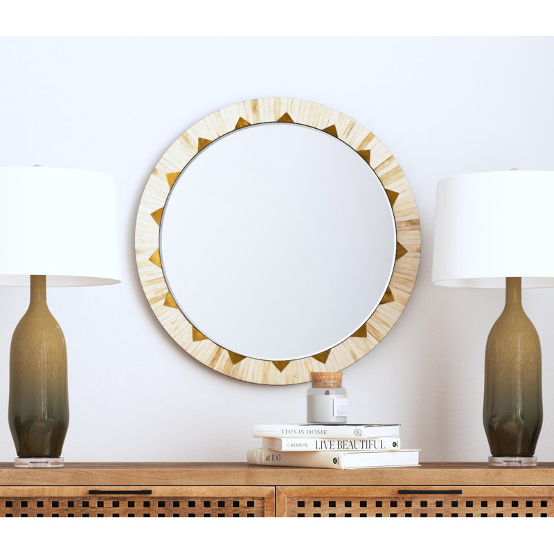 Mardi Bone Round Wall Mirror