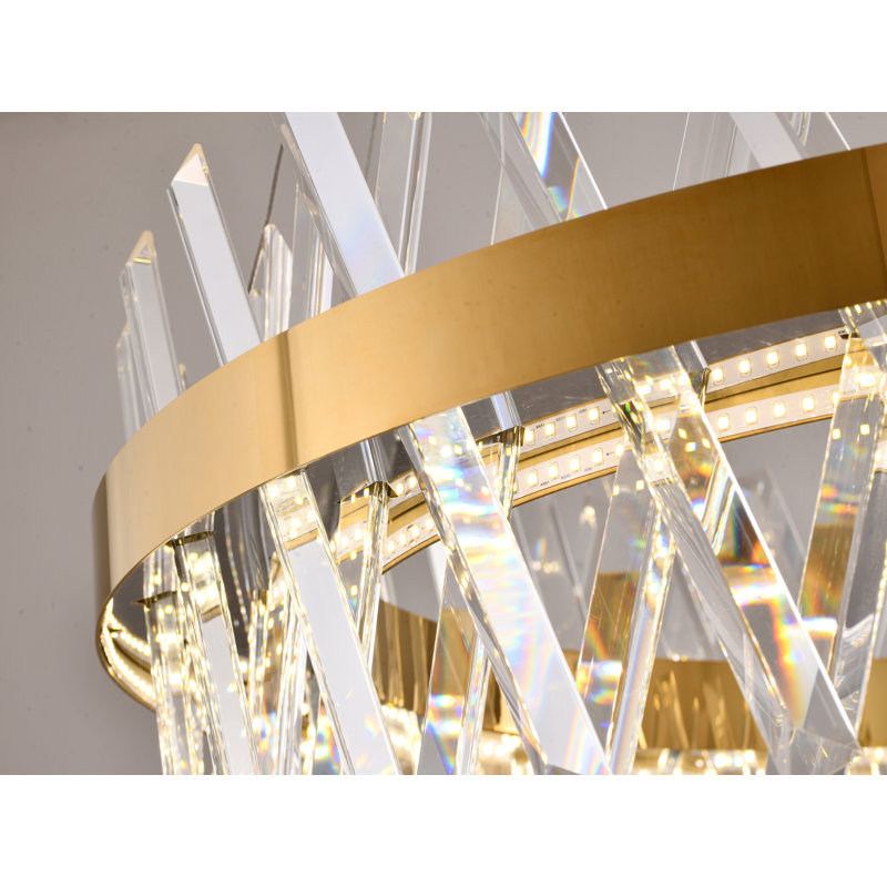 Lustre géométrique à DEL 1 lumière, Doré, H 10 po x l 26 po x P 26 po