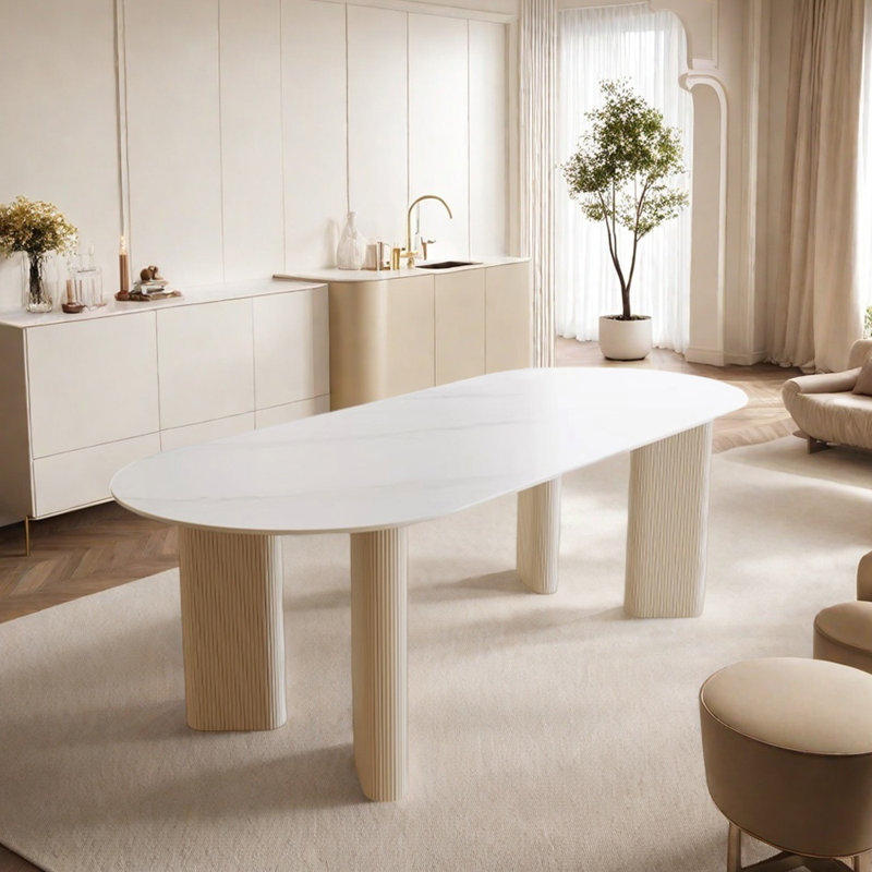 Table de salle à manger Durb, H 29,52 po x L 55,11 po x P 31,49 po, Blanc / Gris