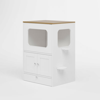 Multi-Functional Cat Condo Cabinet With Feeding Station & Storage