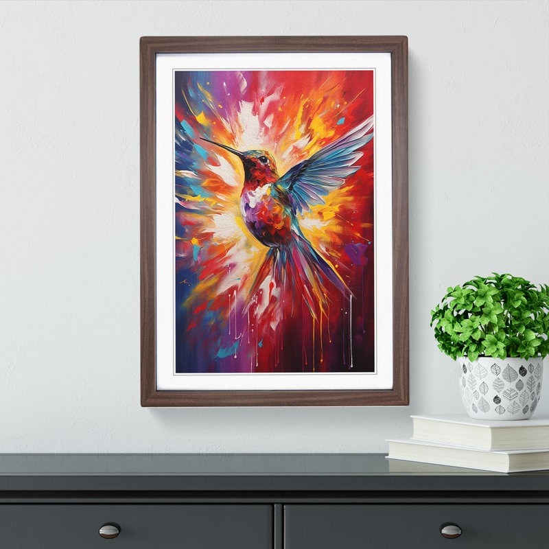 Hummingbird Abstract No.3 - Framed Print, Walnut Framed, 64cm H x 46cm W x 2cm D