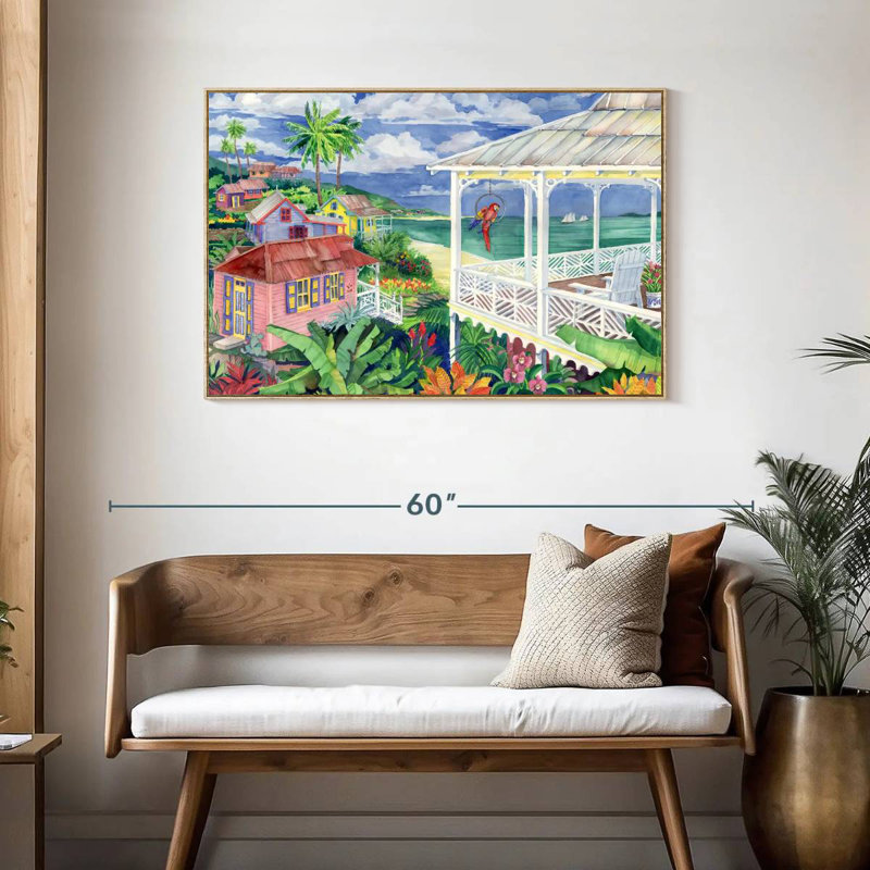 Baie Caribe, Cadre flottant en bois naturel, 43 po x 29 po