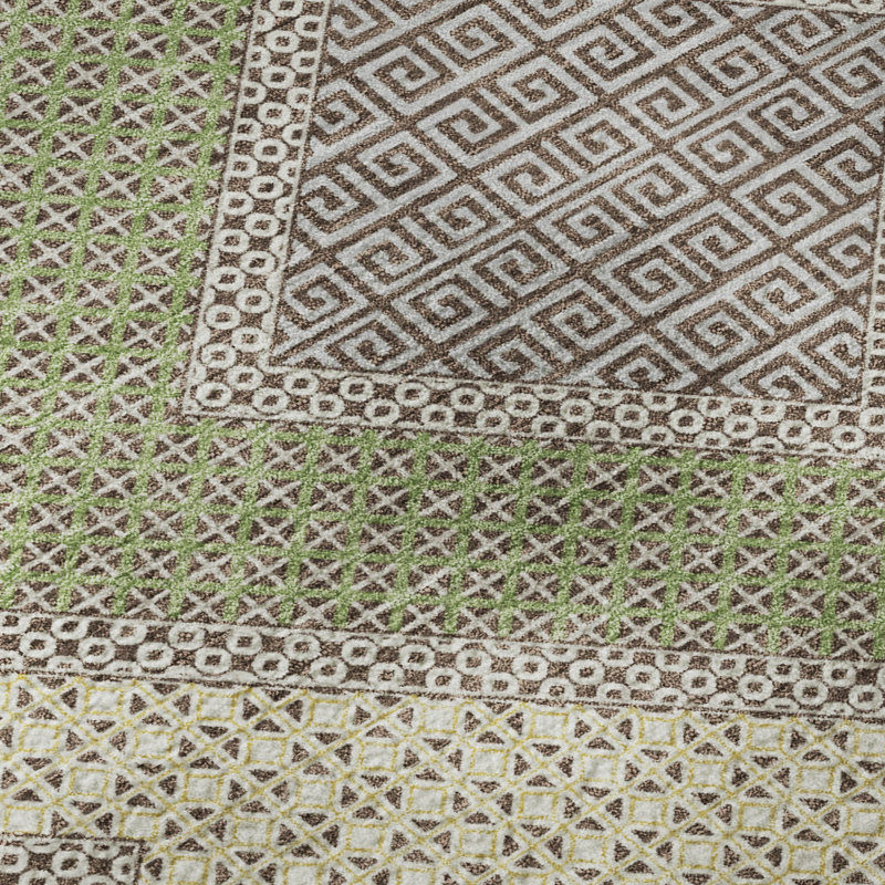 Tapis géométrique Premium lavable à la machine AMF2111 Mayfield, 5 pi x 7 pi 6 po, Brun