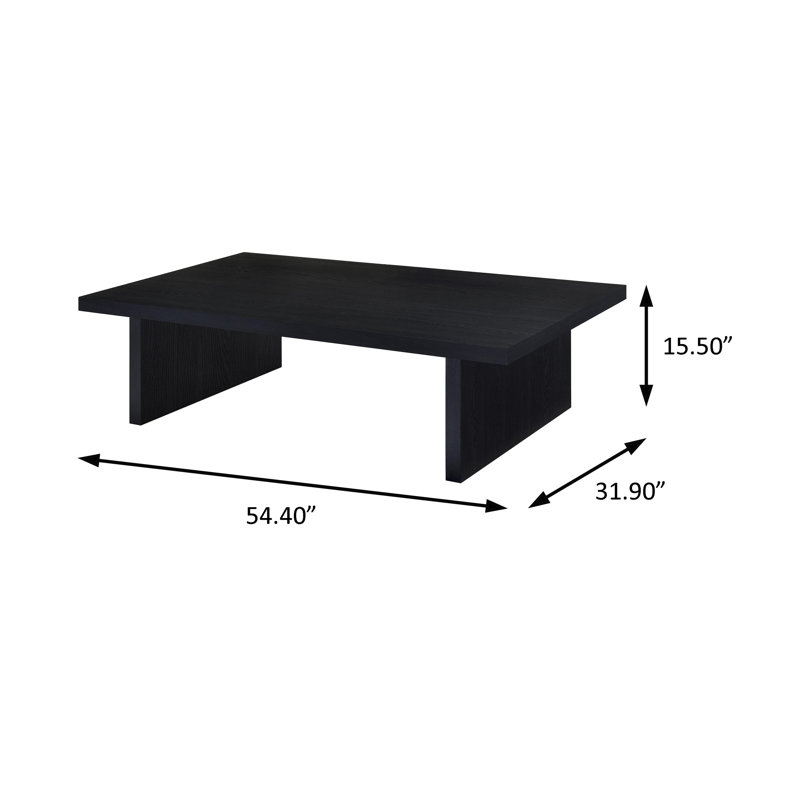54.4" W Contemporary Coffee Table, Black