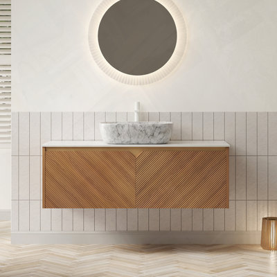 Meuble-lavabo flottant avec lavabo et portes à double fermeture en douceur