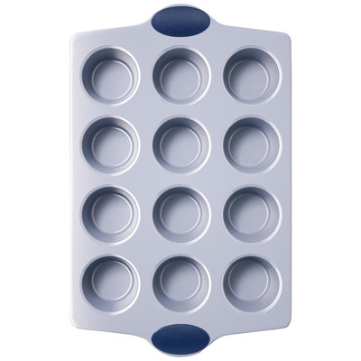 12-Cup Non Toxic Nonstick Ceramic Muffin Pan & Cupcake Tin, PFOA & PFOA Free, Heavy Duty Rust-Resistant Aluminized Steel, Oven Safe