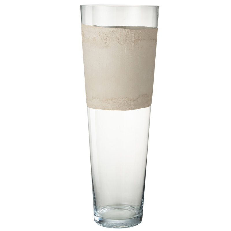Aleja Glass Table Vase 1, 70" H x 24.5" W x 24.5" D, Beige/Transparent