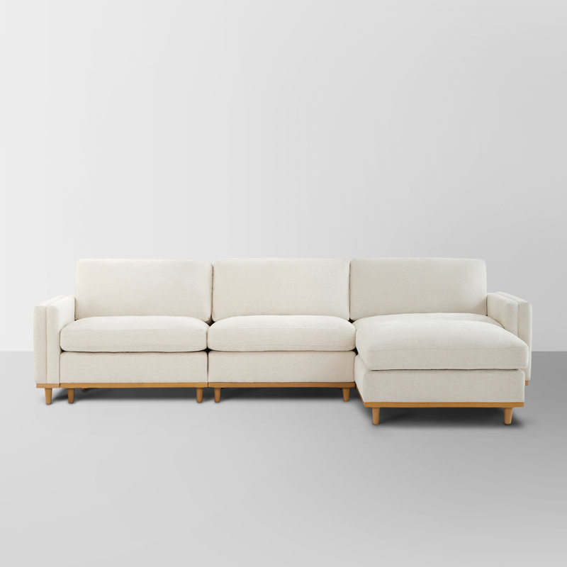 Laima 117" W 4-Piece Modular Reversible Sectional with Ottoman , Linen Polyester