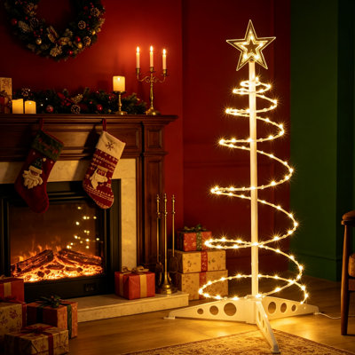 LED Spiral Tree Light 2FT Battery Powered, Warm White Star Topper Lamp with 8 Lighting Modes & Timer, Portable Outdoor Indoor Decorative Tree for Garden, Patio, Wedding & Christmas
