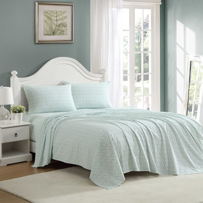 Ensemble de draps en percale de coton Percale Novelty Laura Ashley, Ensemble de draps pour lit double + 2 taies d'orei
