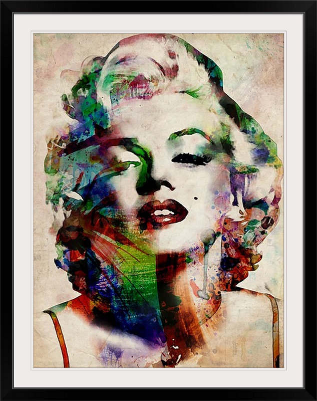 Francy «Marylin Urban Watercolor» par Abarca, impression, l 44 po x P 35 po x H 1 po, Cadre noir