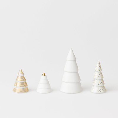 Winter Village Porcelain Fir Trees - Set of 4