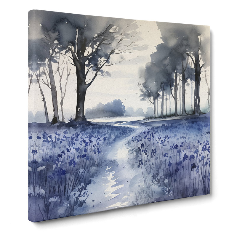 Bluebell Field Ink Wash - Print, 50cm H x 50cm W x 3cm D