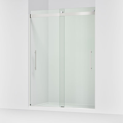 Porte de douche coulissante Levity Plus Less, H 81-5 / 8 po x l 56-5 / 8 - 59-5 / 8 po, avec verre transparent de 3/8 po d'épaisseur