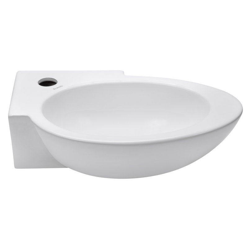 Elanti 11'' White Ceramic Oval Bathroom Sink