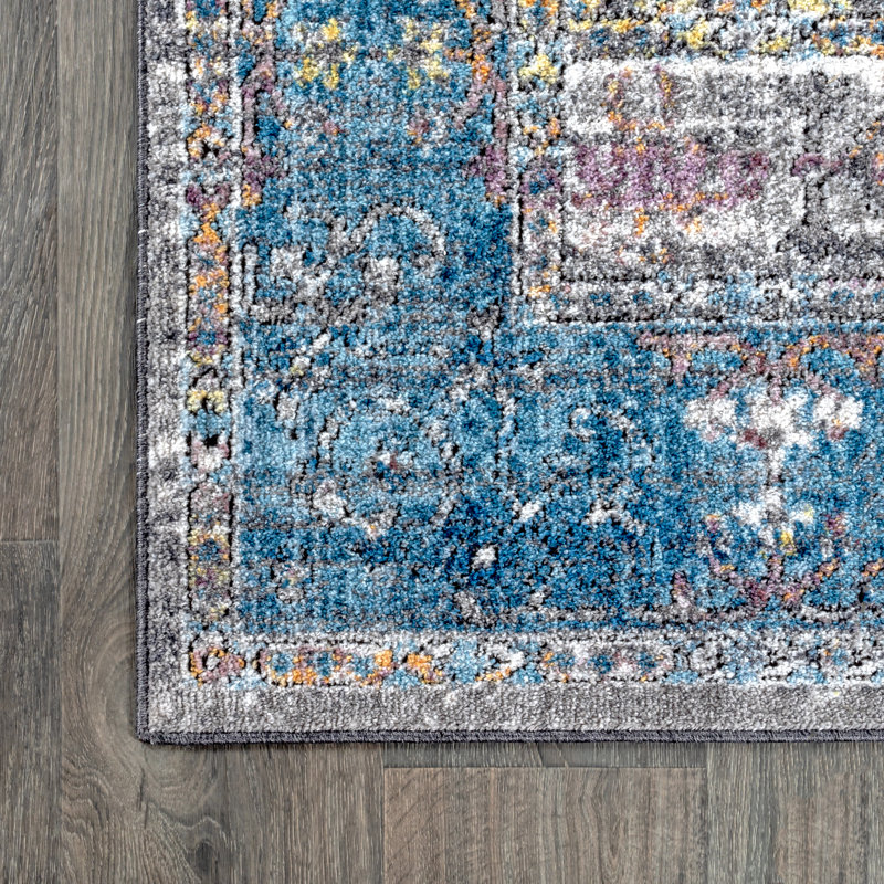 Tapis bleu / gris Stimpson, Tapis de couloir 2 pi 3 po x 8 pi