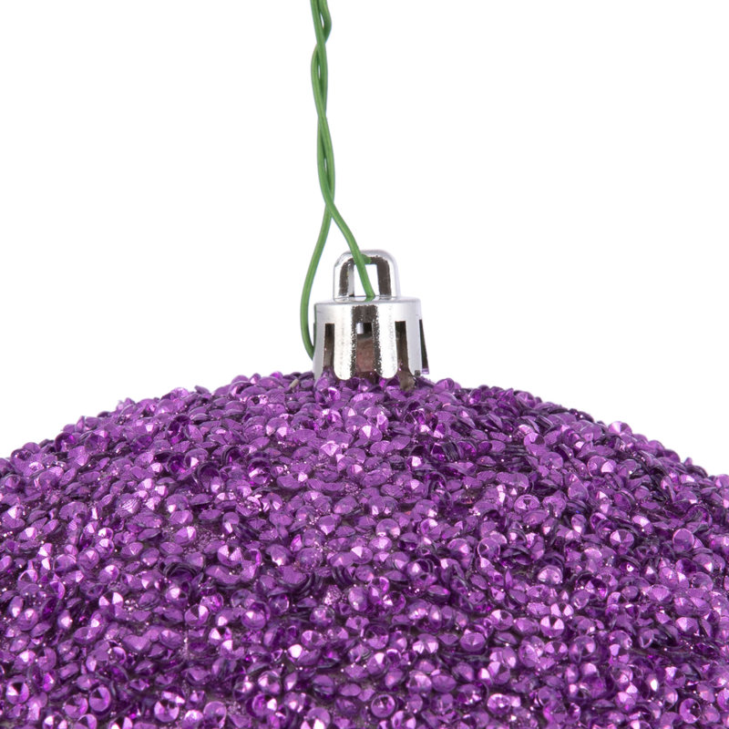 Beaded Solid Ball Ornament, Orchid, 4.75" H x 4.75" W x 4.75" D
