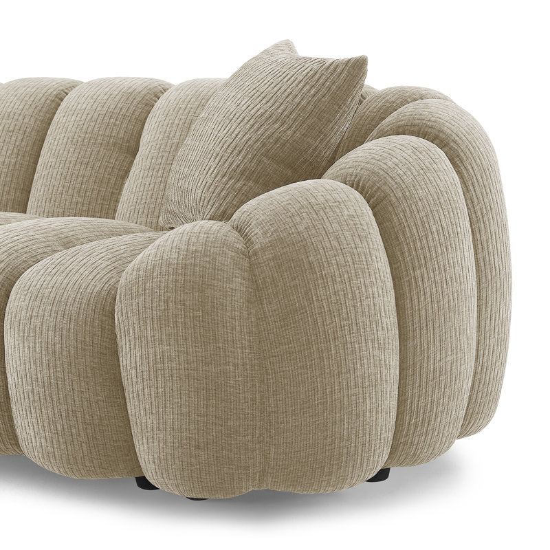 Canapé rembourré standard avec accoudoirs évasés, H 28,74 po x l 94,88 po x P 38,98 po, Chenille sable