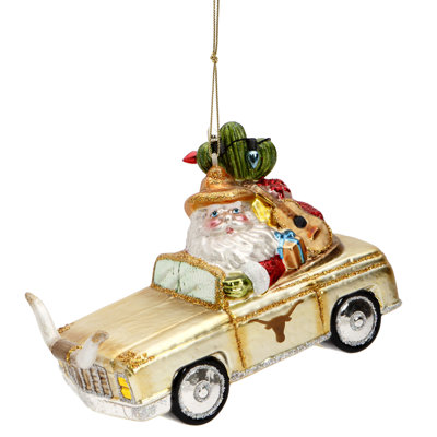 Long Horn Car Ornament - 3 Inches Set Of 6