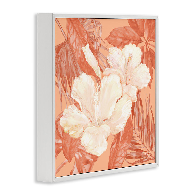  «Tropical Hibiscus Bunch», estampe numérique par Paul Brent, H 17 po x l 17 po, Estampe numérique encadrée blanc bord de mer