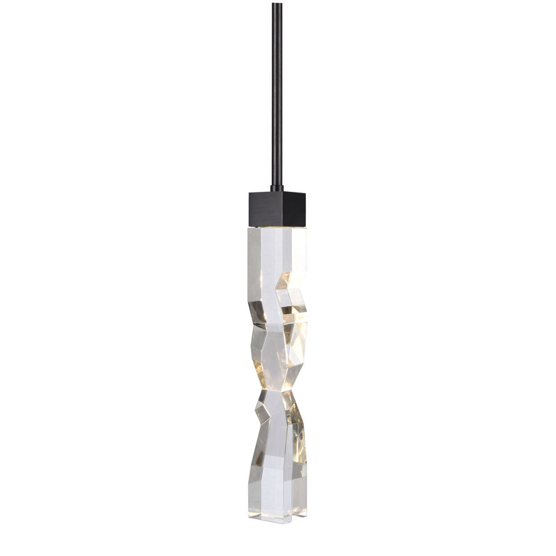 Mamadim 1 - Light LED Single Pendant, 63.25" H x 2" W x 2" D, Satin Brushed Black