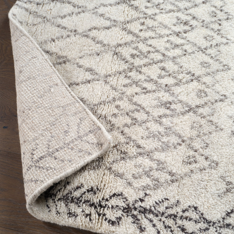 Esben Hand Knotted Wool Ivory/Brown Area Rug, Rectangle 12'x 18'