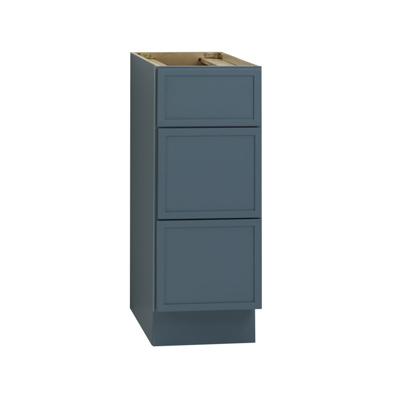 12" W Birch Plywood Freestanding Single Base 3 Drawers Storage Cabinet, Sea Green