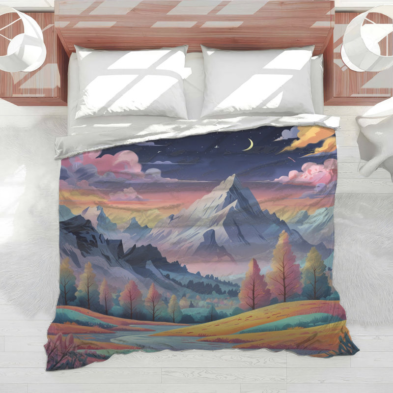Mountain Landscape With River Comforter, Twin
