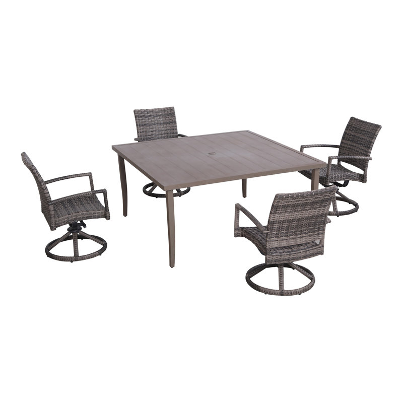 Abidur 4 - Person Wicker Patio Dining Set with Square Table, 31" H x 60" W x 60" L