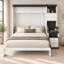 Lit escamotable Deskvora (taille standard) avec bureau intégré, étagères et placards de rangement réversibles, blanc, gain de place, structure en bois massif et MDF, sommier à lattes en pin.