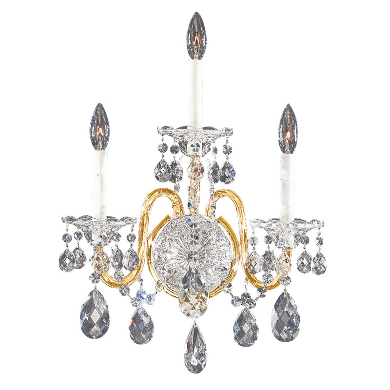 Sterling Candle Wall Light, Polished Silver, Strass Clear