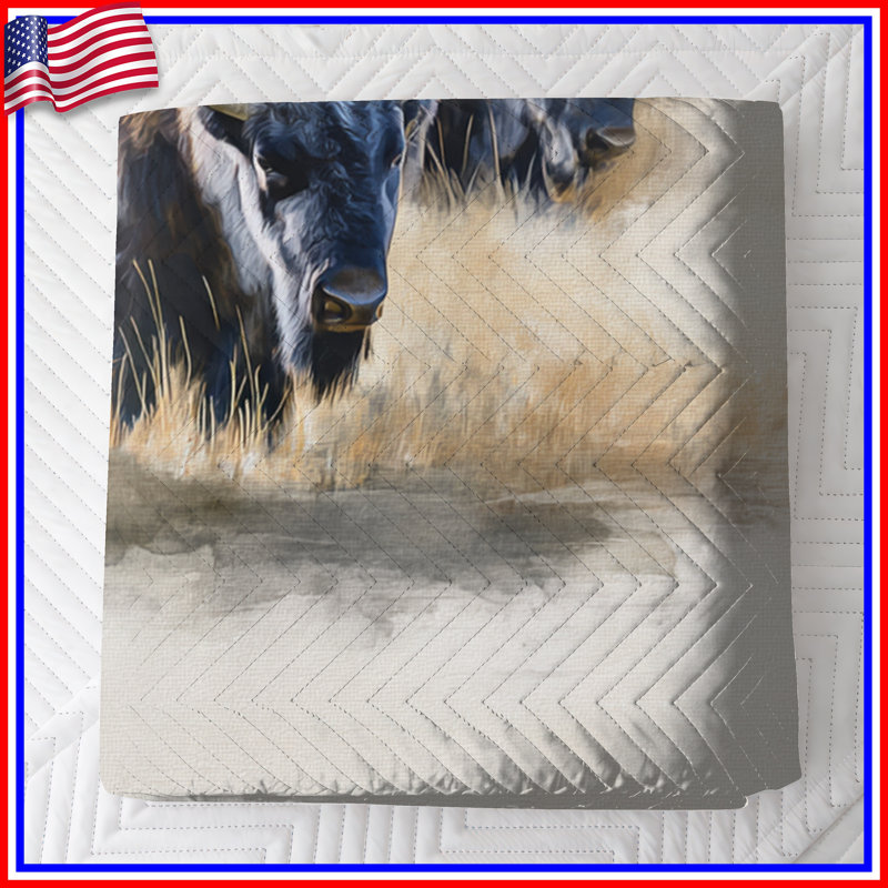 Bison In Grassland Bedding Bison couvre-lit animal, Grand lit