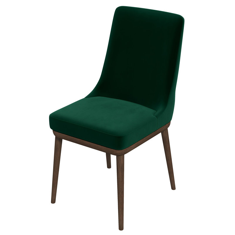 Ensemble de 2 chaises de salle à manger en bois massif en velours vert Kate
