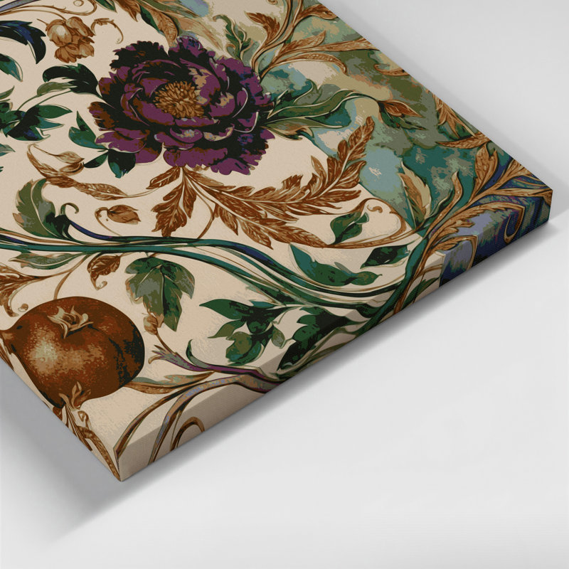 «Botanical William Morris Style», art mural sur toile brune